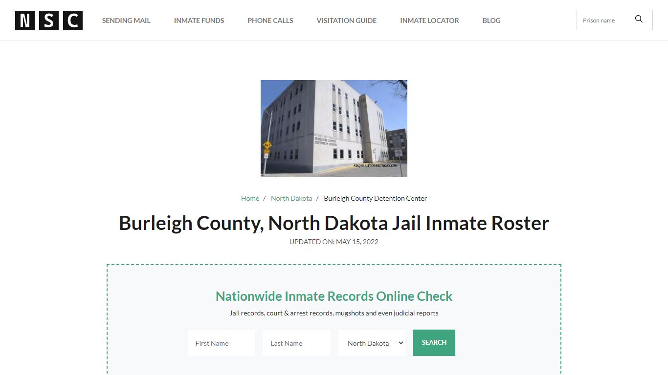 Burleigh County, North Dakota Jail Inmate List