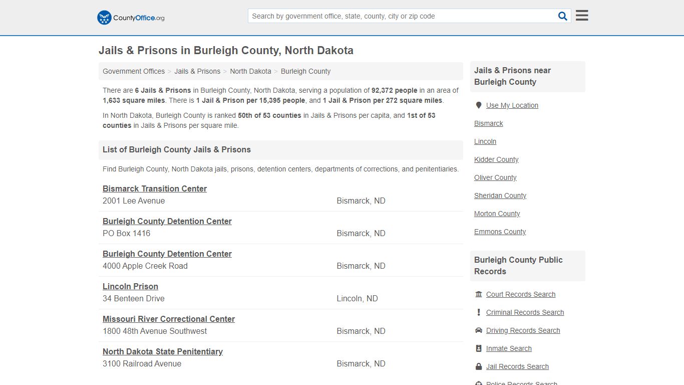 Jails & Prisons - Burleigh County, ND (Inmate Rosters ...